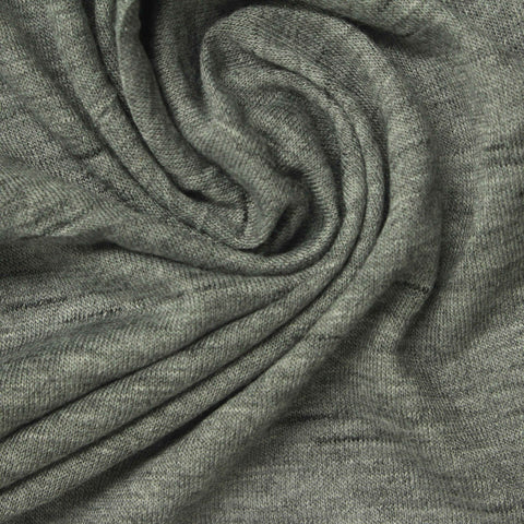 Grey Heathered-Marl Jersey Knit, Viscose-Poly