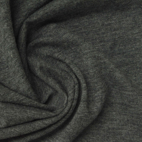 Dark Grey Heathered-Marl Jersey Knit, Poly-Cotton, 150 gsm