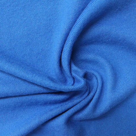 Brushed Polyester Stretch Chunky Knit Fabric, 225 gsm, 160 cm — Blue
