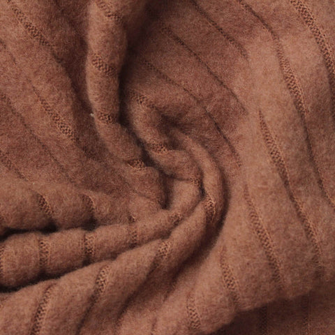 Polyester Stretch Rib Knit Fabric, 220 gsm, 144 cm — Brown