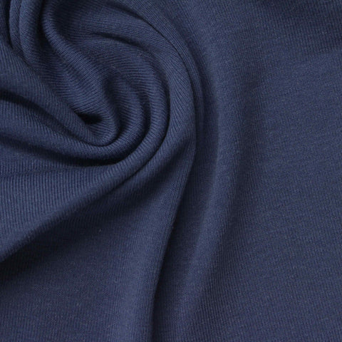 Navy Rib Knit, Cotton-Poly