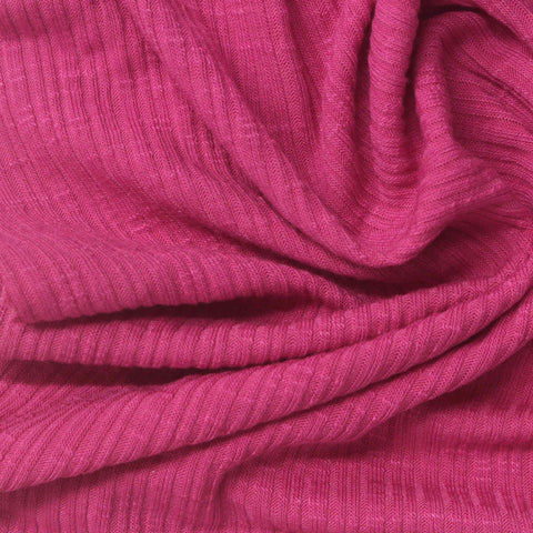 Fuchsia Ribbed Rib Knit, Poly-Viscose