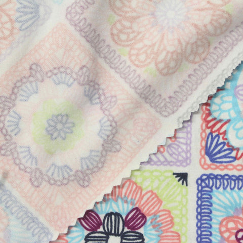 White Floral Milk Silk Knit, Polyester, 160 gsm