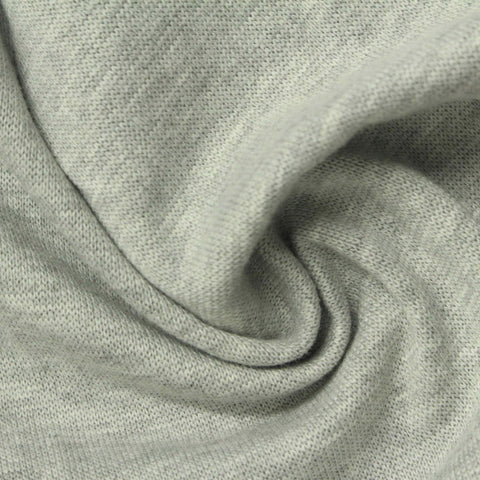 Light Grey Heathered-Marl Rib Knit, Cotton-Poly