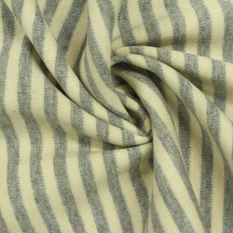 Cream Stripes Interlock Knit, Cotton, 230 gsm