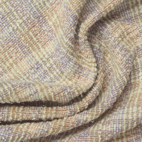 Cream Plaid Bouclé, Cotton-Poly
