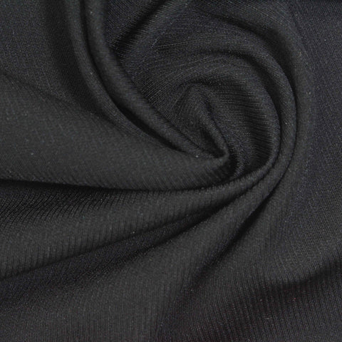 Jacquard Nylon Viscose Stretch Interlock Knit Fabric, 190 gsm, 145 cm — Black