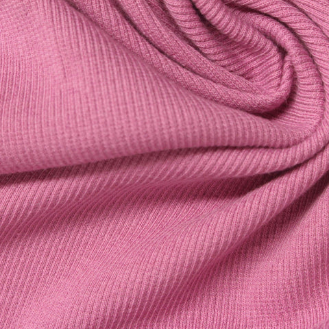 Cotton Polyester Stretch Rib Knit Fabric, 280 gsm, 110 cm — Pink, ref EF-246959