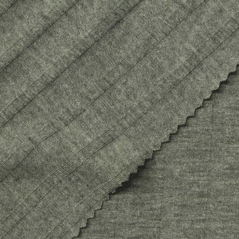 Heather Olive Vertical-Stripe Rib Knit, Polyester