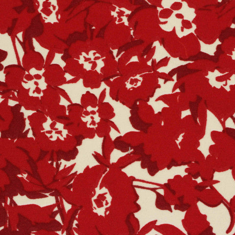 Red Floral Twill, Polyester, 165 gsm