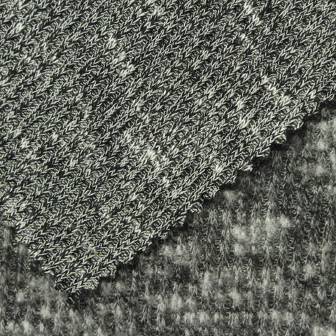 Light Grey Marl Rib Knit, Viscose-Poly, 260 gsm, 145 cm