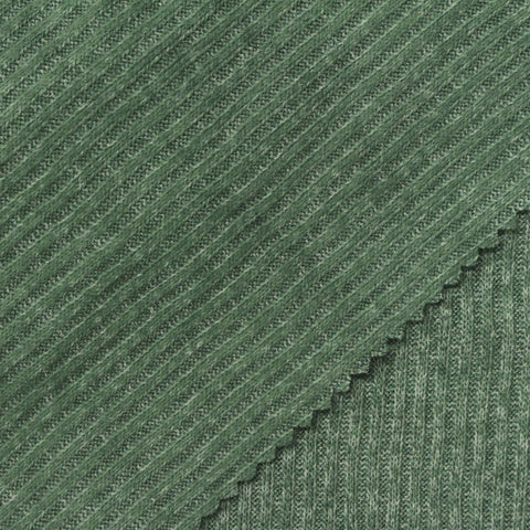 Heather Green Marl Rib Knit, Viscose-Poly