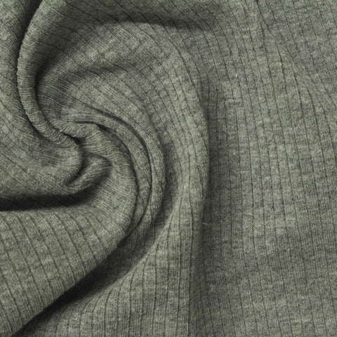 Grey Marl Rib Knit, Poly-Cotton, 280 gsm, 140 cm