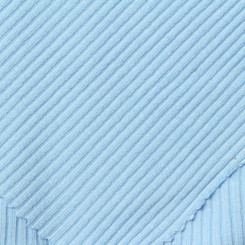 Cotton Polyester Stretch Rib Knit Fabric, 220 gsm, 130 cm — Blue