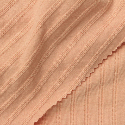 Jacquard Polyester Viscose Stretch Rib Knit Fabric, 220 gsm, 173 cm — Beige
