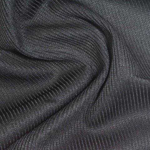Dark Grey Heathered-Marl Rib Knit, Polyester, 350 gsm