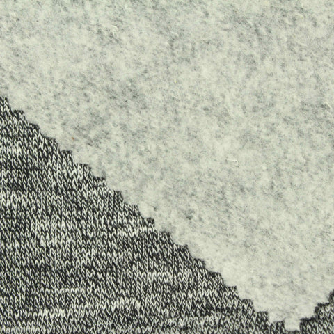 Black Marl French Terry, Poly-Cotton, 315 gsm