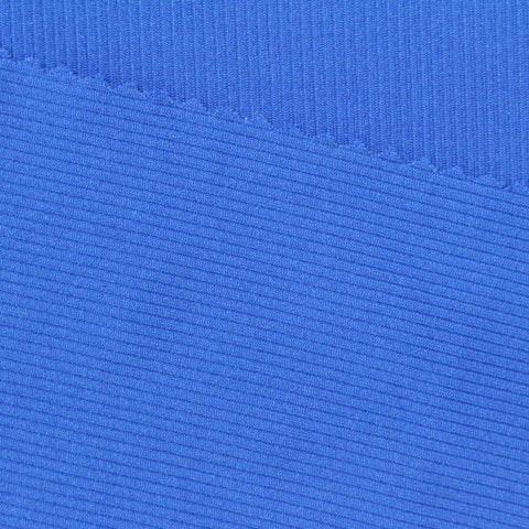 Polyester Stretch Rib Knit Fabric, 253 gsm, 160 cm — Blue