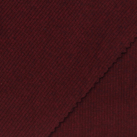 Dark Burgundy Ribbed Rib Knit, Cotton-Poly
