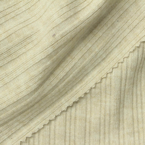 Beige Heather Rib Knit, Poly-Viscose