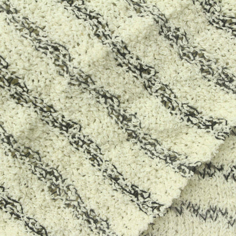 Dark Grey Horizontal-Stripe Chunky Knit, Poly-Cotton, 310 gsm