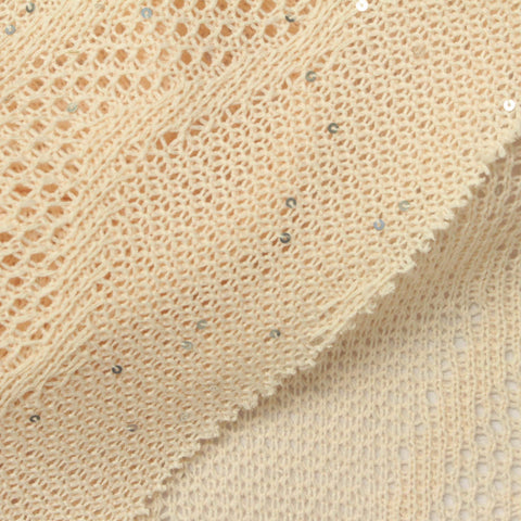 Cream Openwork Pointelle Knit, Polyester, 260 gsm, 165 cm