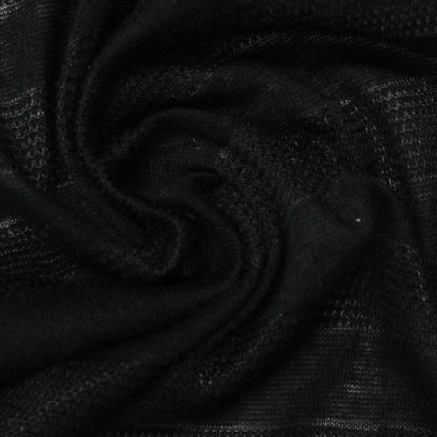 Black Textured-Stripe Jersey Knit, Poly-Cotton