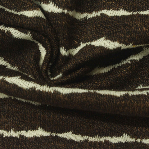 Brown Horizontal-Stripe Chunky Knit, Polyester, 265 gsm