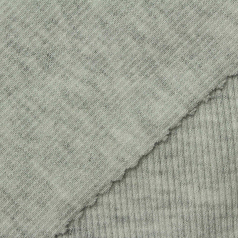 Light Grey Marl Rib Knit, Poly-Cotton, 360 gsm