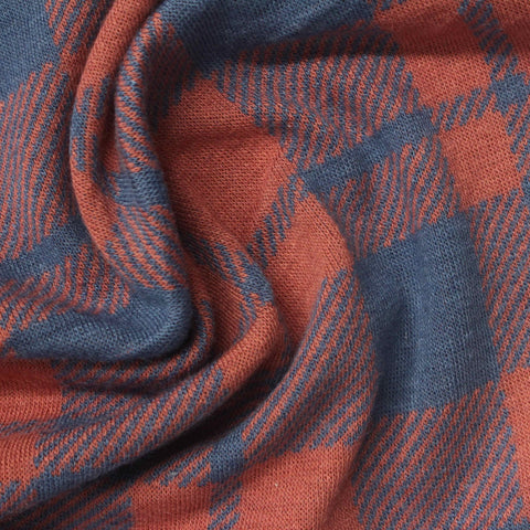 Rust Plaid Interlock Knit, Poly-Viscose