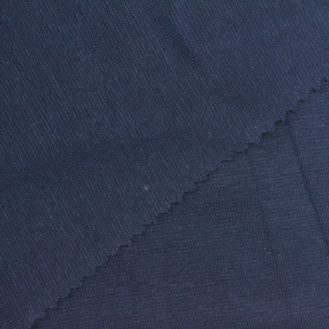 Dark Navy Rib Knit, Cotton-Poly