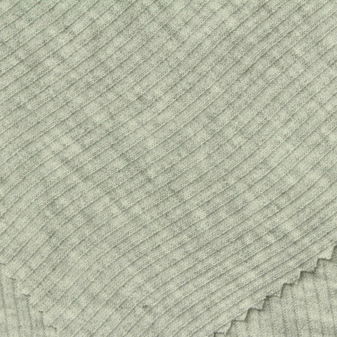 Light Grey Marl Rib Knit, 188 gsm