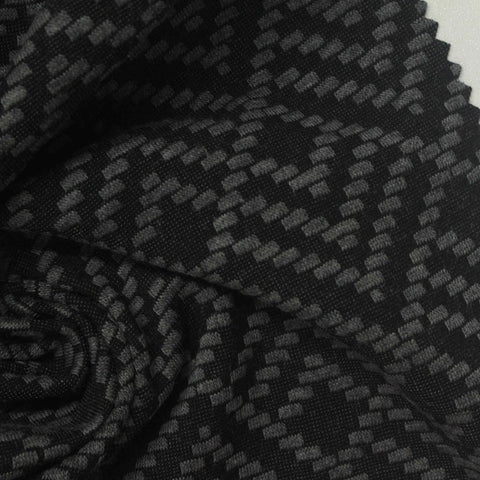 Black Geometric Interlock Knit, Poly-Cotton, 217 gsm