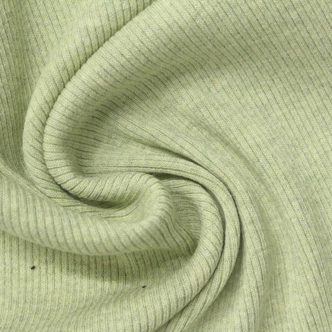 Light Green Heather Rib Knit, Cotton-Viscose