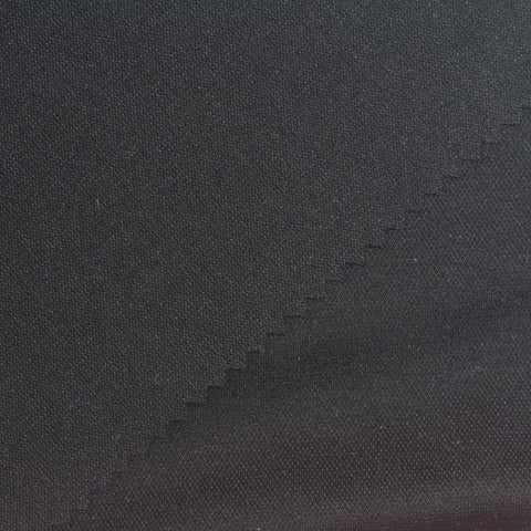 Viscose Nylon Stretch Piqué Knit Fabric, 240 gsm, 164 cm — Black