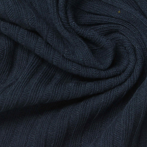 Dark Navy Ribbed Rib Knit, Cotton
