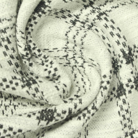 Cream Plaid Interlock Knit, Cotton-Poly