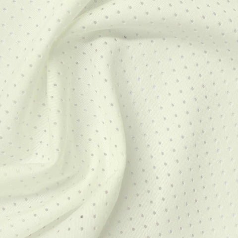 Cream Tone-on-Tone Dot Warp Knit, Polyester