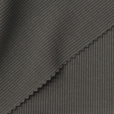 Charcoal Rib Knit, Cotton-Poly