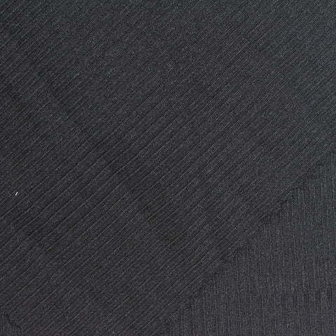 Grey Vertical-Stripe Rib Knit, Polyester, 156 gsm