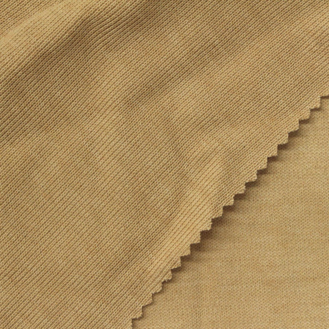 Cotton Polyester Stretch Rib Knit Fabric, 240 gsm, 165 cm — Khaki