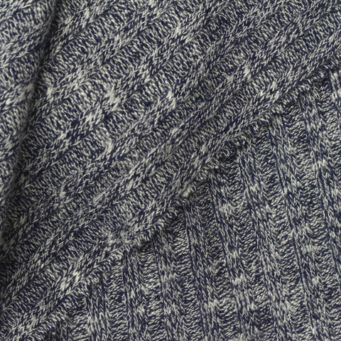 Dark Blue Marl Rib Knit, Cotton-Poly, 230 gsm