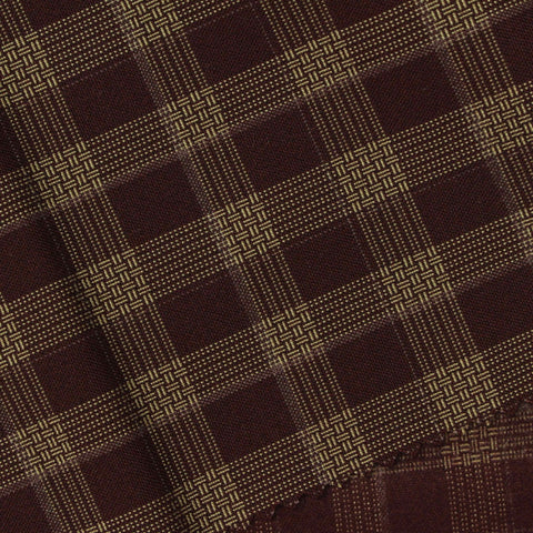 Dark Red Plaid Woven, Poly-Viscose