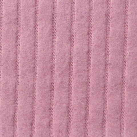 Brushed Polyester Viscose Stretch Rib Knit Fabric, 245 gsm, 156 cm — Pink