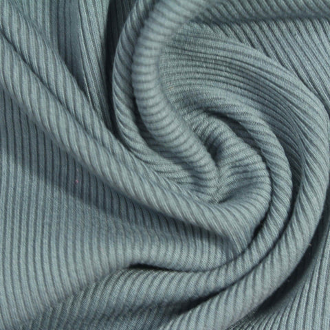 Polyester Viscose Stretch Rib Knit Fabric, 356 gsm, 120 cm — Blue