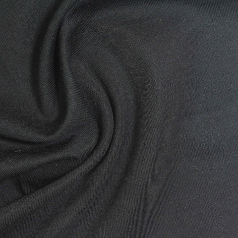 Polyester Stretch Interlock Knit Fabric, 197 gsm, 164 cm — Black