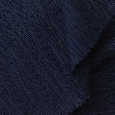 Navy Horizontal-Line Jersey Knit, Polyester