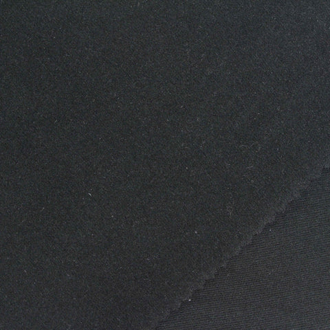 Brushed Cotton Nylon Stretch Ponte Knit Fabric, 330 gsm, 143 cm — Black