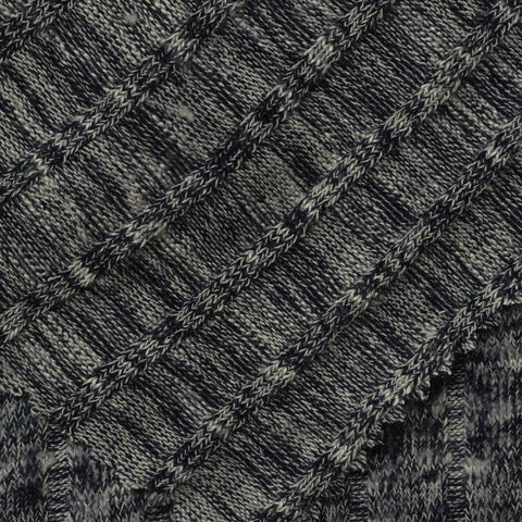 Light Grey Marl Rib Knit, Viscose-Poly, 260 gsm