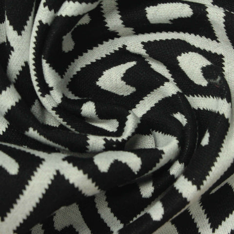 Black Geometric Jacquard, Poly-Viscose, 370 gsm